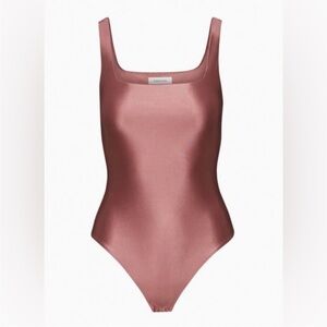 Aritzia Babaton Satinette Squareneck Bodysuit Pearl color